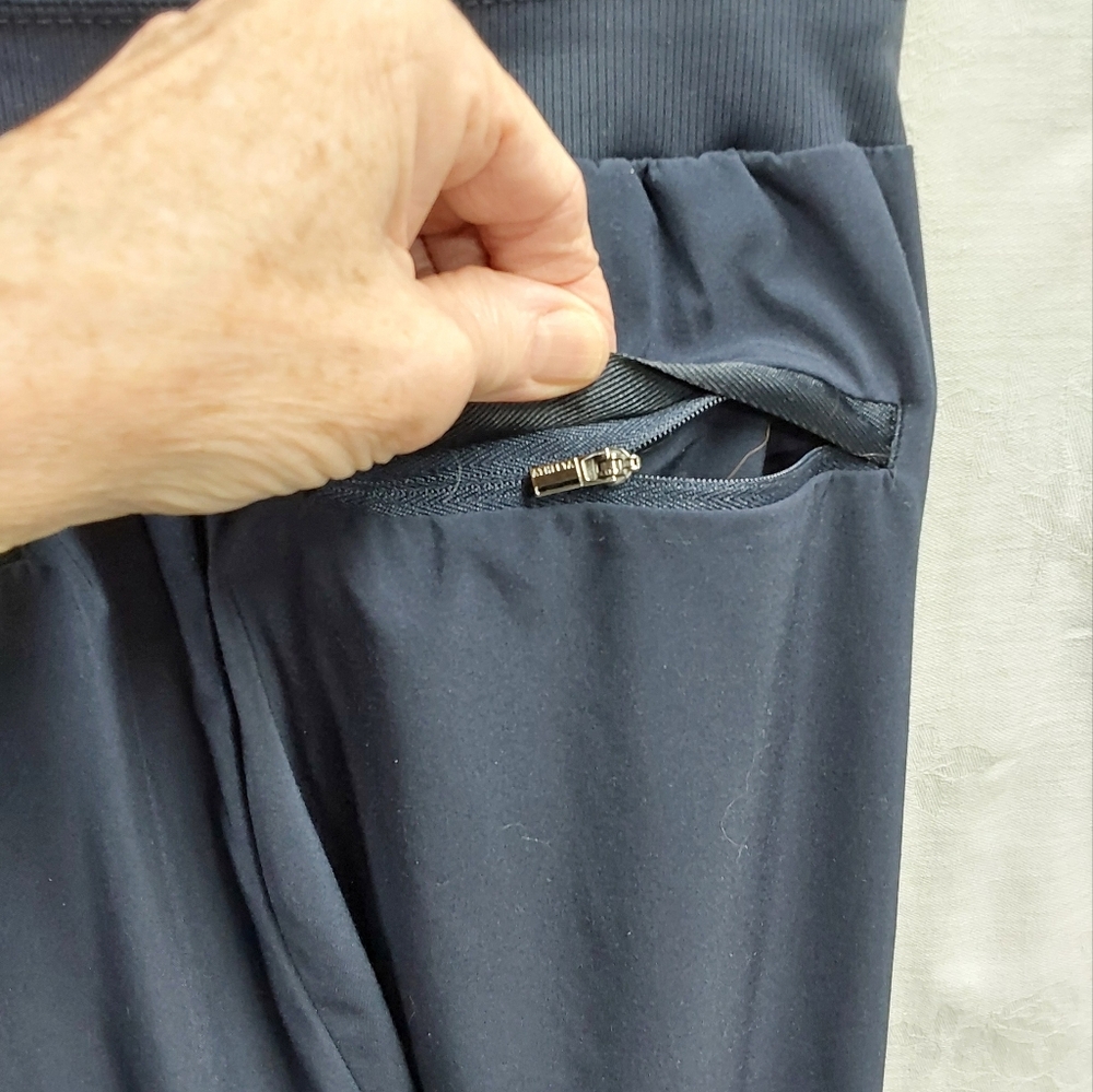 Athleta Womens Nolita Blue Wide Leg Pant With Elastic Waist And Zip Back Pockets - Picture 10 of 11